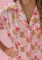 Gingerbread Bows Christmas Pajama Set