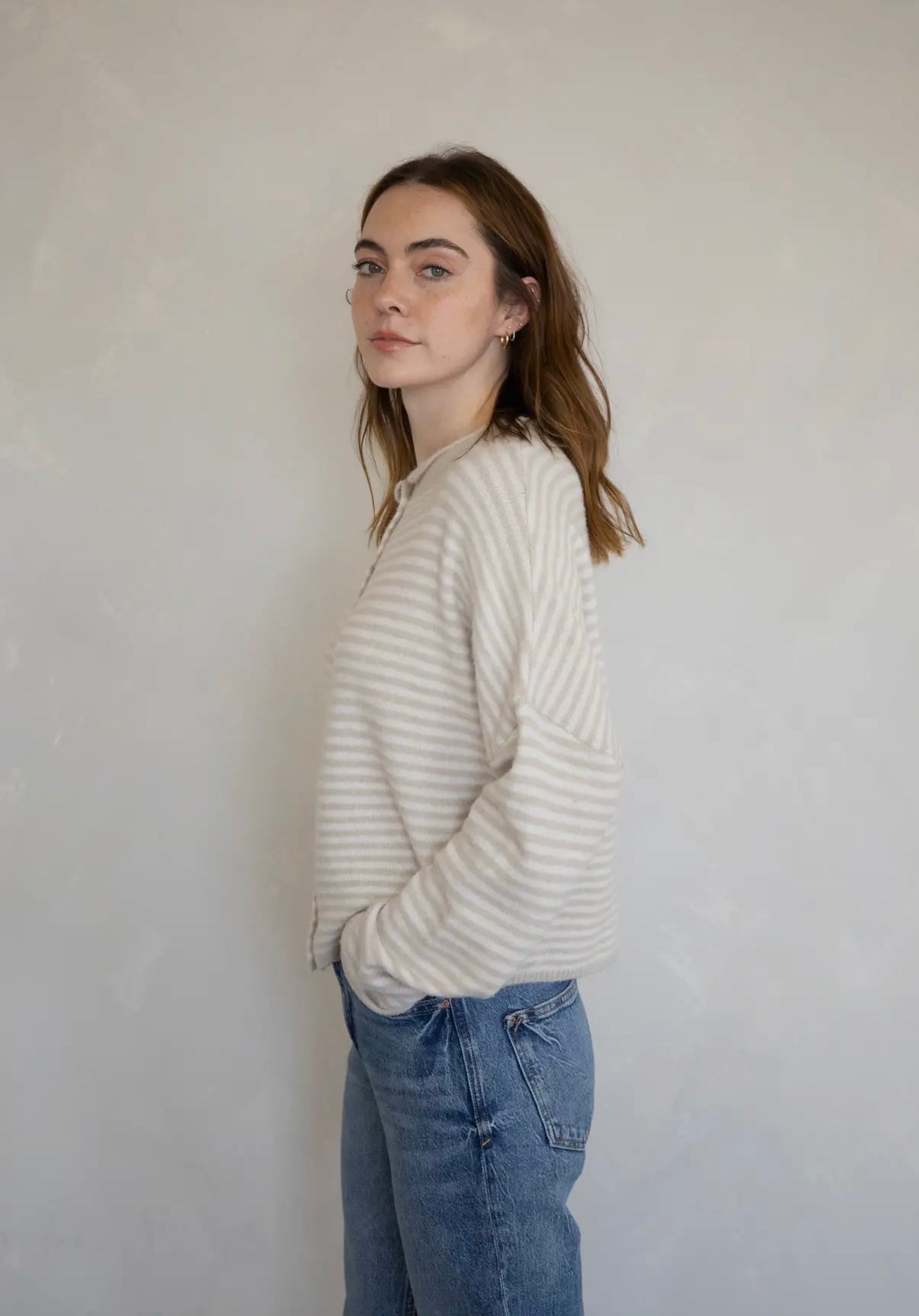 Piper Taupe Striped Cardigan