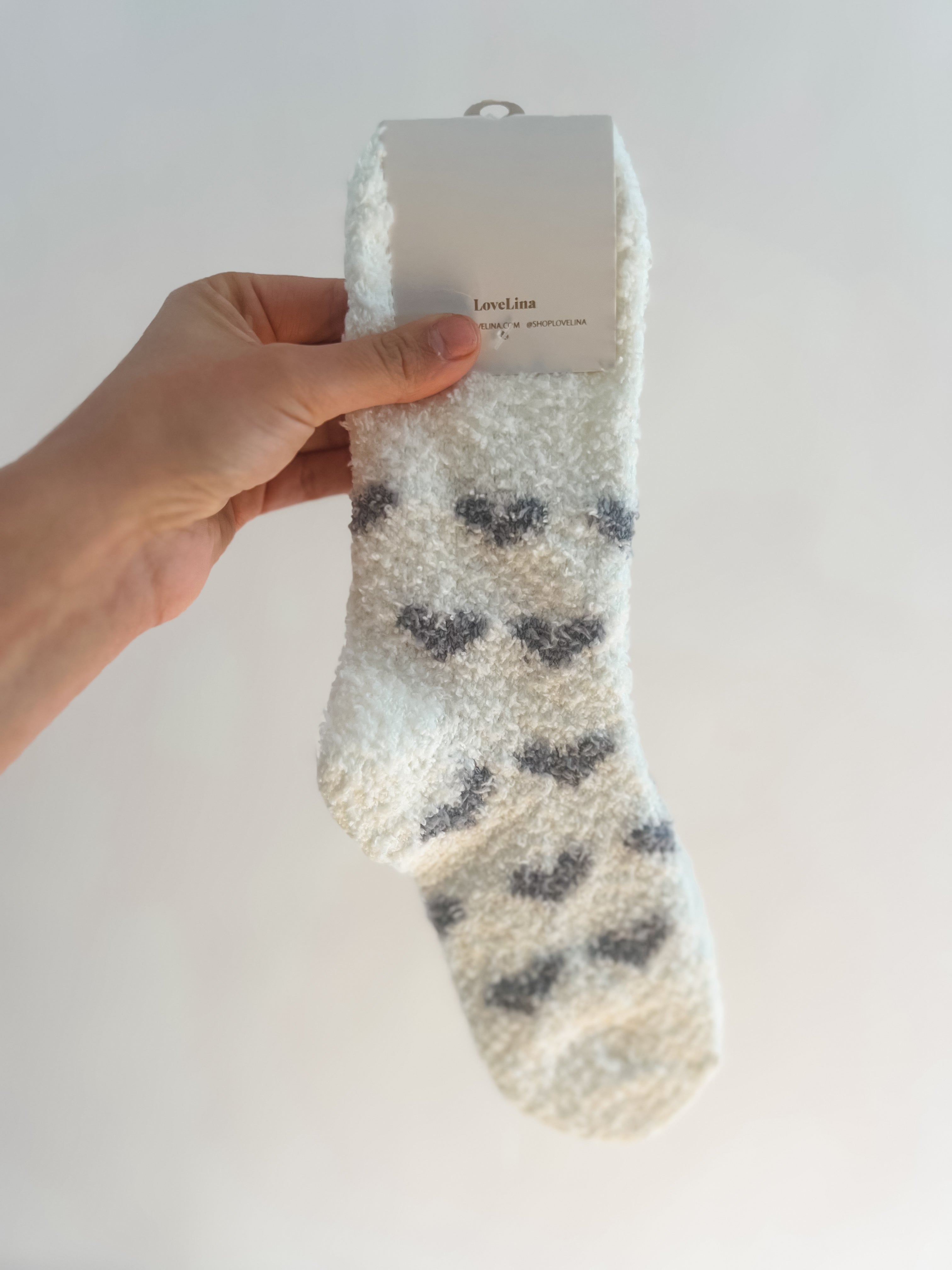 Gray hearts Fuzzy Socks