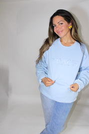 Baby Blue Embroidered Teach "tone-on-tone" Crew