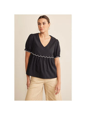 Elsa Black Scalloped Edge Blouse