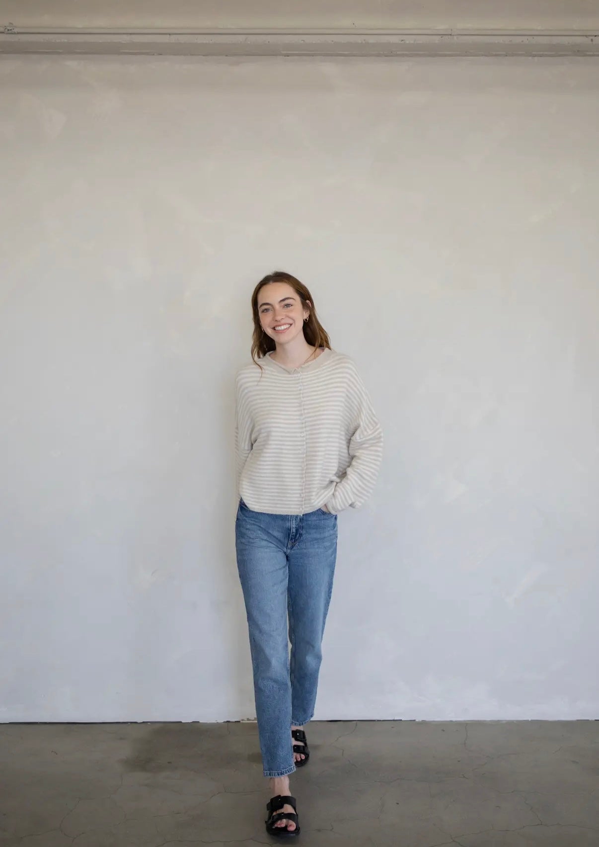 Piper Taupe Striped Cardigan