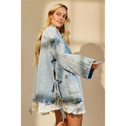 Mable Light Wash Side Tie Oversized Denim Jacket