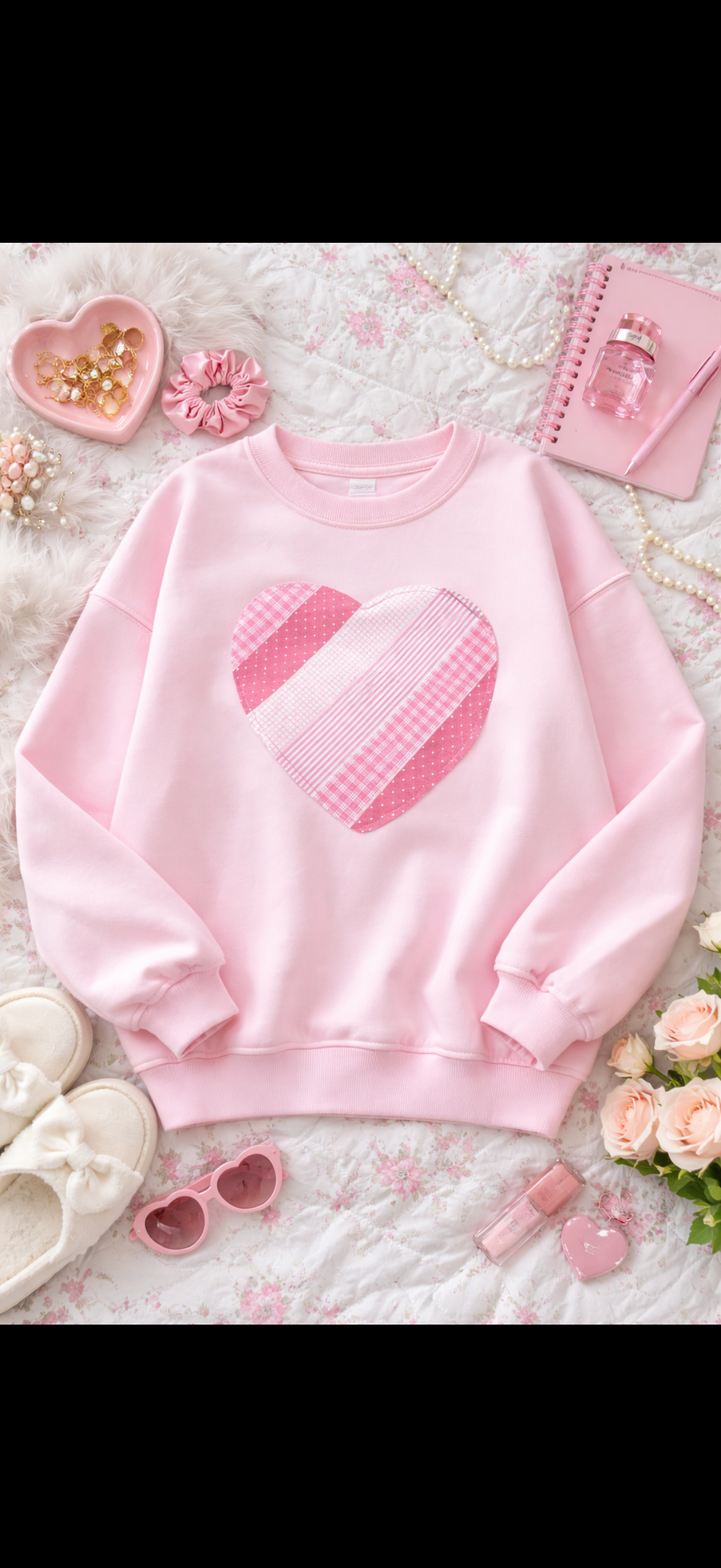 Pink Patchwork Oversized Sweater