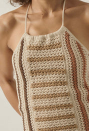 Coastal Crochet Knit Halter Dress
