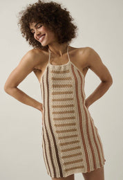 Coastal Crochet Knit Halter Dress