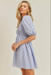 Ever Blue Gingham Babydoll Dress - Muted Closet