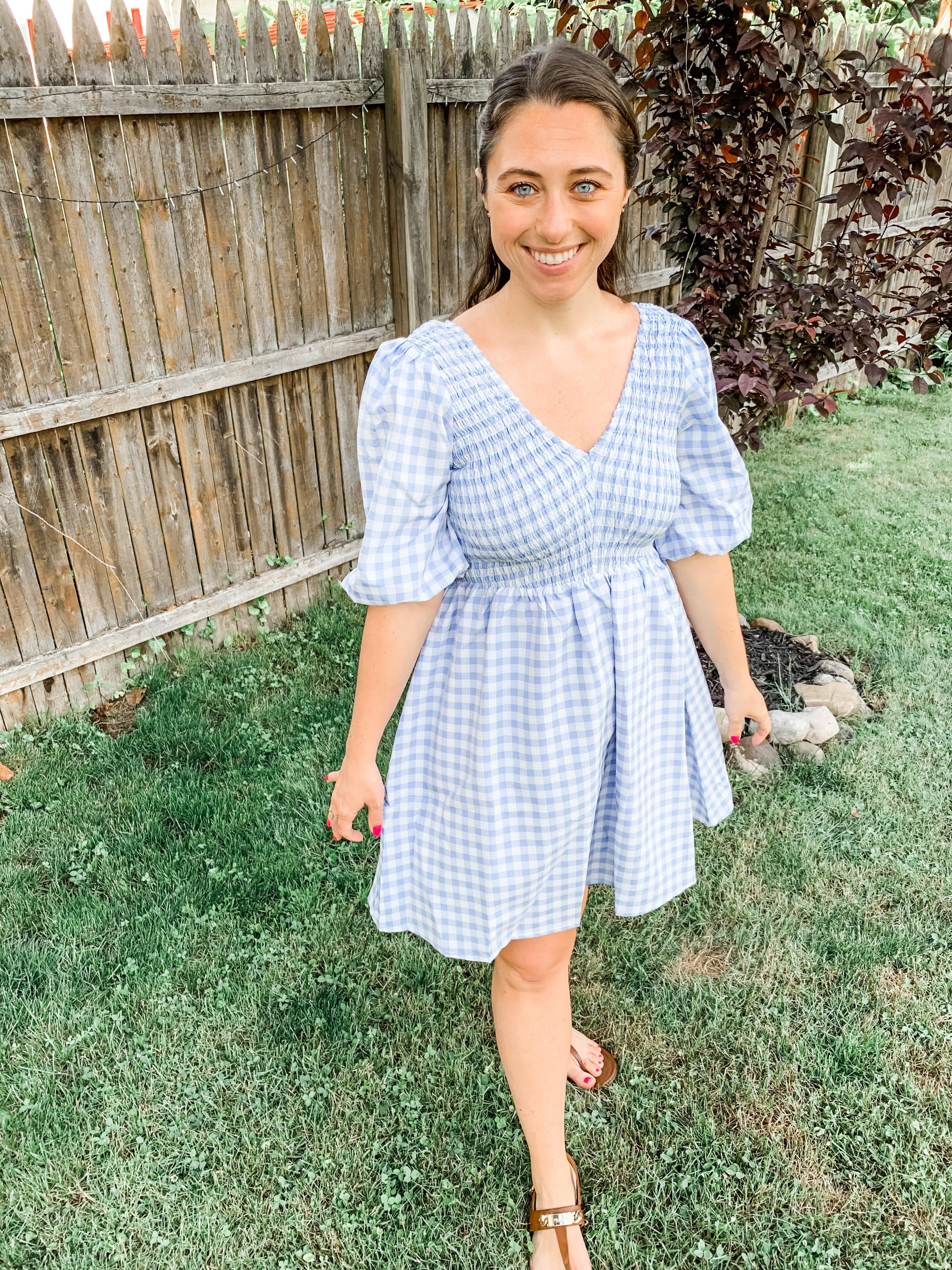Ever Blue Gingham Babydoll Dress - Muted Closet